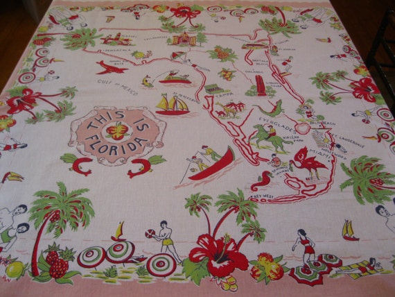 Vintage Florida Tablecloth 6