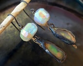 The Lightless Sector. Iridescent cosmic rustic assemblage earrings.