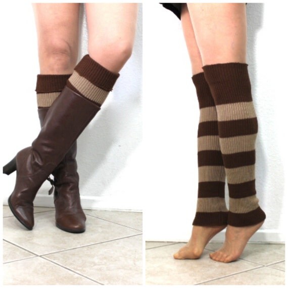 Items similar to Leg Warmers Slouchy Knit Stripe Knee Legwear or Arm Warmer W...