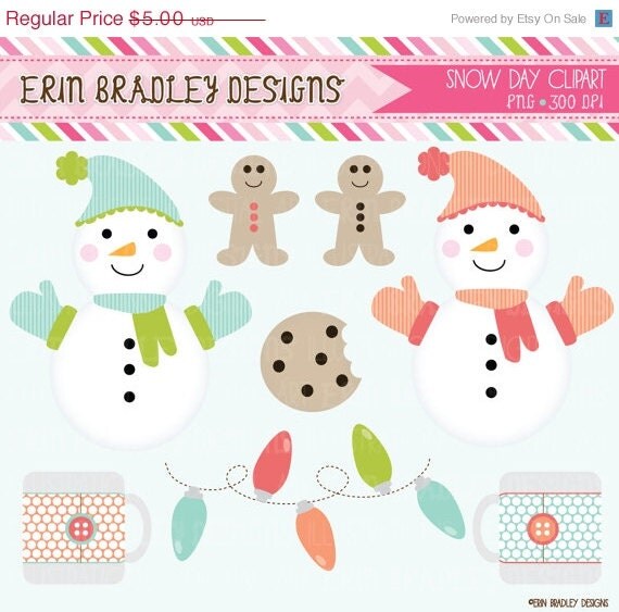 50% OFF SALE Holiday Christmas Clipart Clip Art Personal & Commercial Use Snow Day Fun Il_570xn