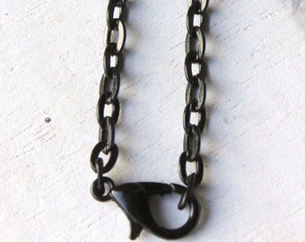 14inch - 36inch Black chain necklace Medium link 4mm - 3mm flat link finished chain necklace Steampunk black chain mens necklace chain SF56