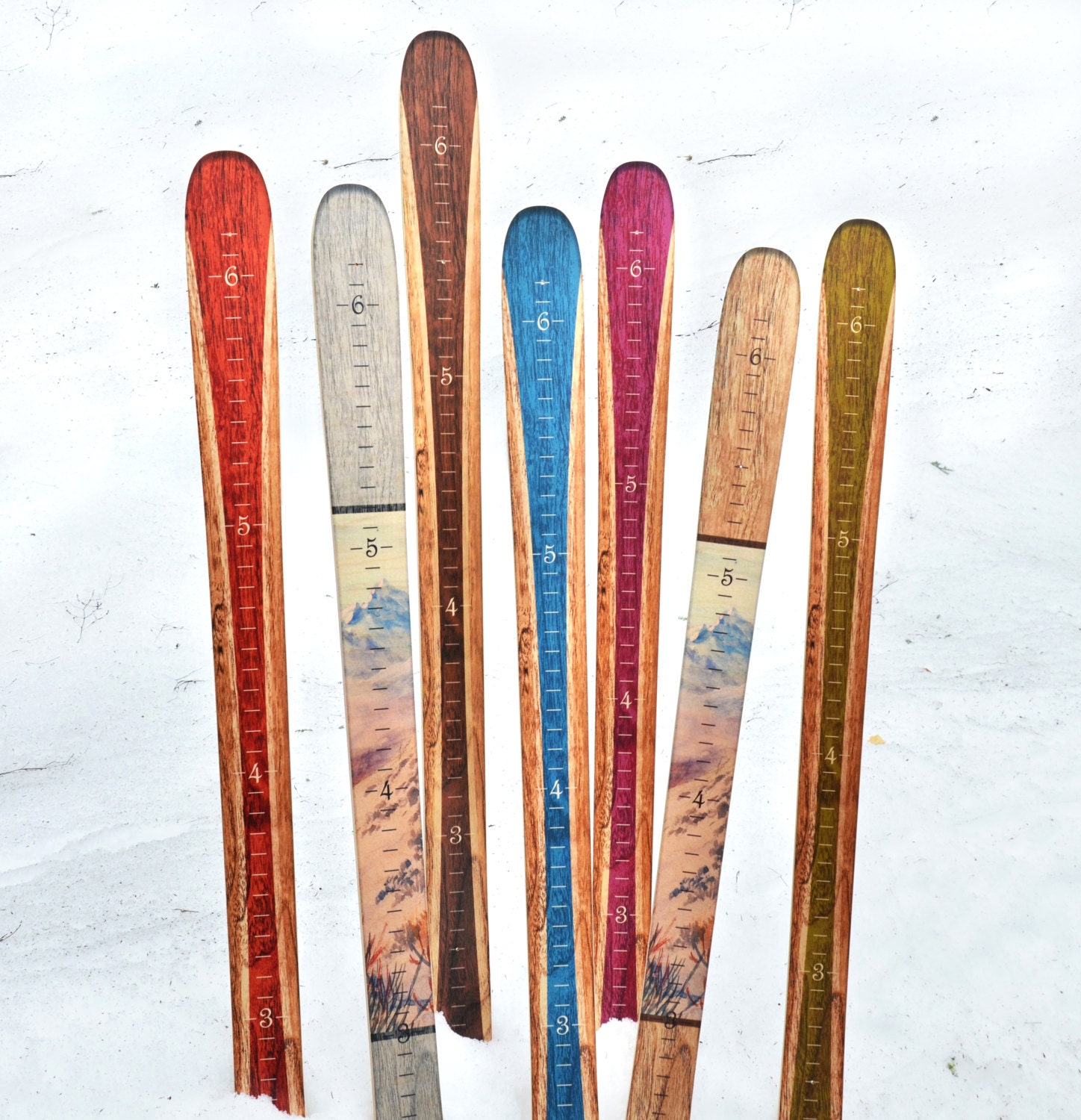 Wooden Ski Growth Chart / Kids Wood Height Chart by GrowthChartArt