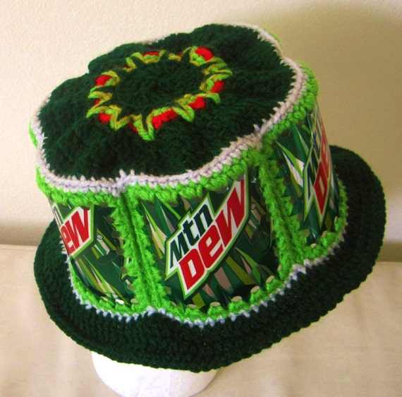 Crocheted Soda Can Hat Mountain Dew