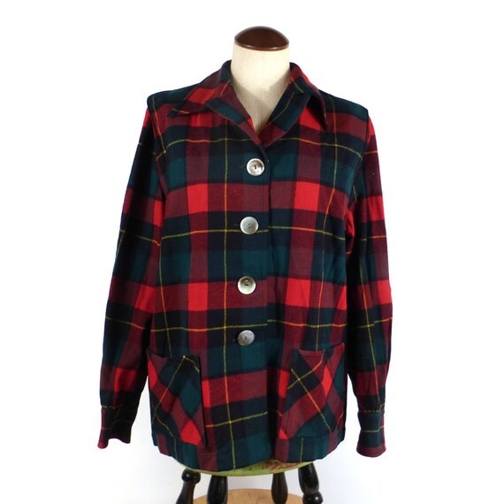 Pendleton Wool Plaid Jacket Vintage 1950s by purevintageclothing