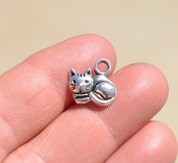 10 Silver Cat Charms SC1520