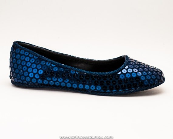 navy blue sequin flats