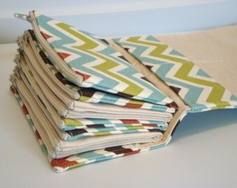 Cash Envelope Wallet / Dave Ramsey System / Zipper Envelopes - Village Chevron Zig Zag