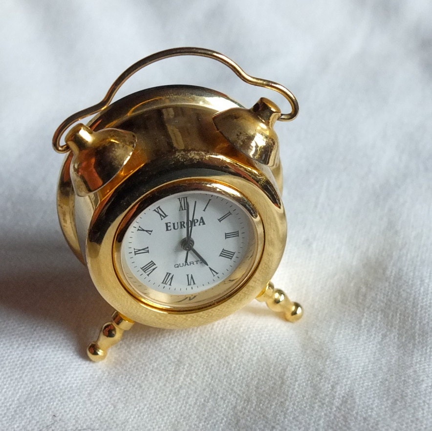 Gold Plated Miniature Clock