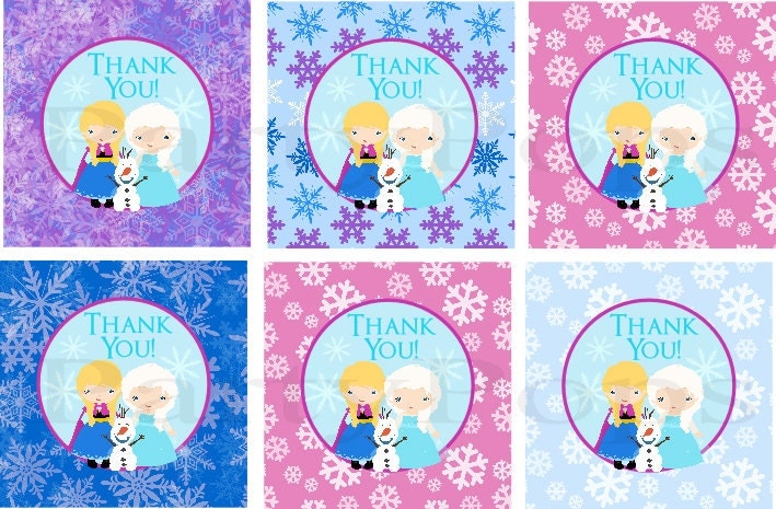 Frozen Party Thank You Frozen Favor Tag Birthday by PartyPops