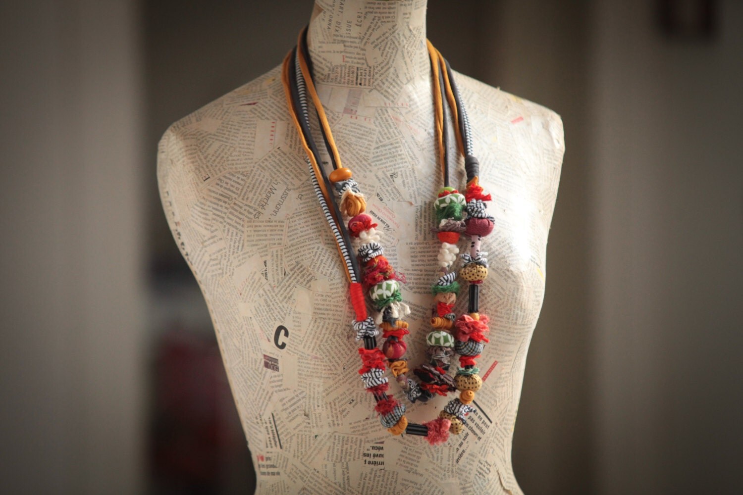 Textile jewelryFiber jewelryUnique colorful