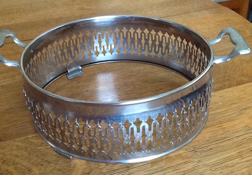 8 Round Silver Plate Serving Dish Holder by ContemporaryVintage
