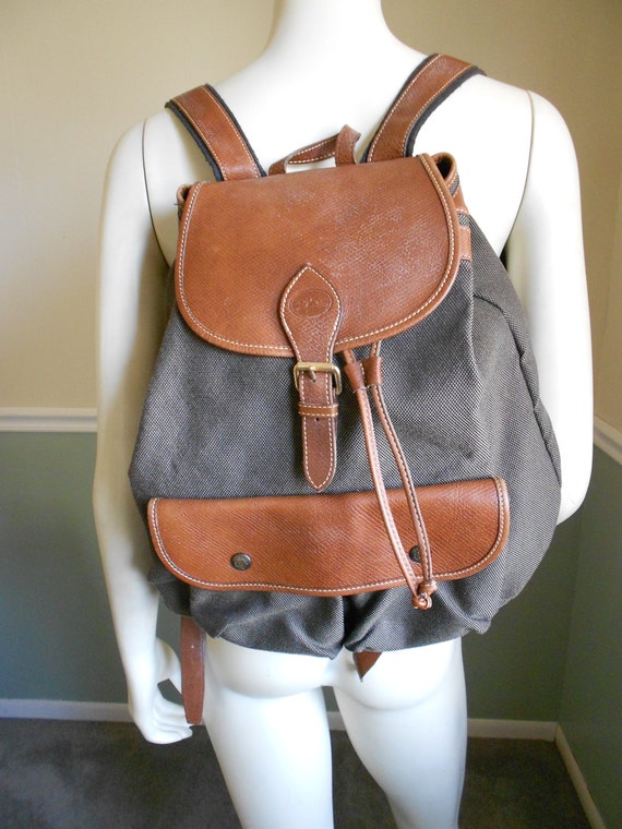 Longchamp Leather and Canvas Backpack Bookbag by Tootiescloset