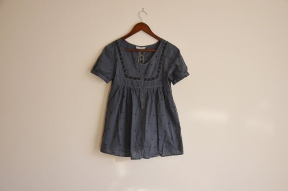 Gray dress tunic womens embroidered summer top by EthicalLifeStore