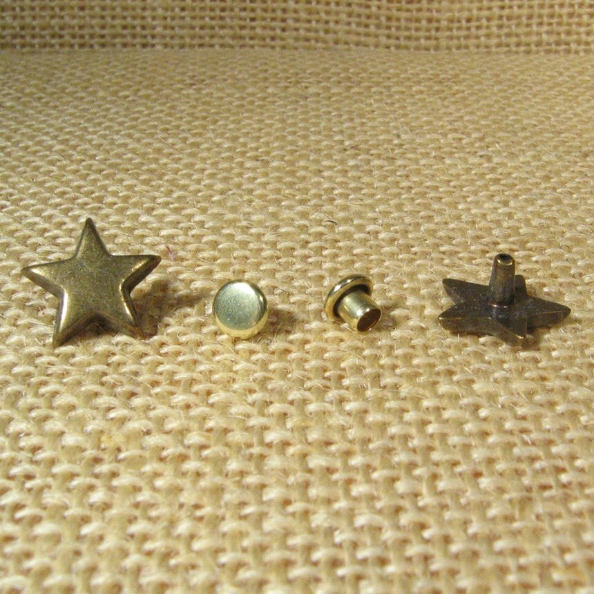 Star Rivets 13mm Antique Brass Choose Your Quantity