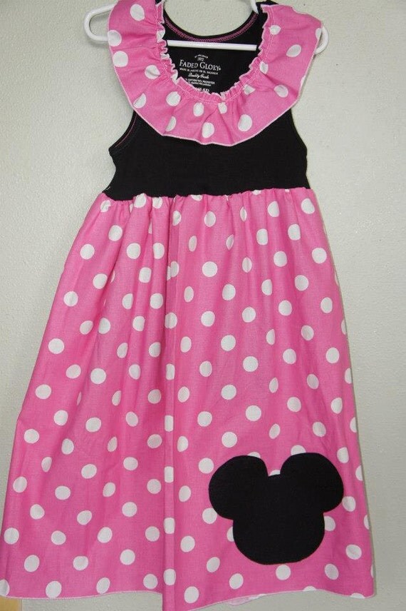 Items similar to Disney Tank dress red polka dots mickey head applique