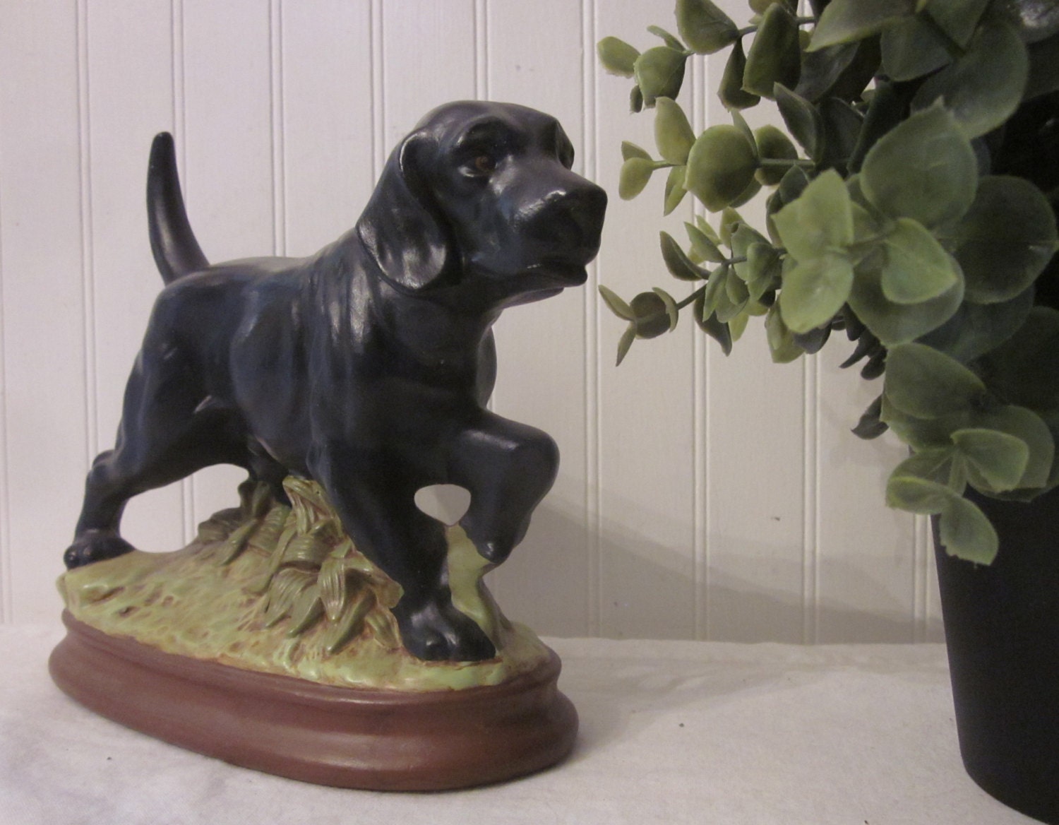 vintage Black Lab ceramic statue figurine. by stellabystar on Etsy