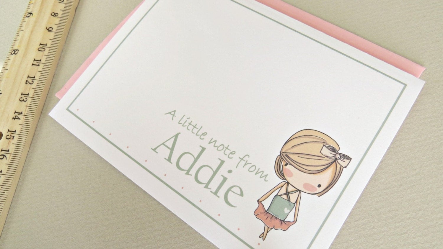 Sweet Little Girl Personalized Stationery Set of 8 with