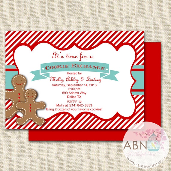 Christmas Cookie Exchange Party Invitation - Holiday Cookie Party - PRINTABLE Il_570xn