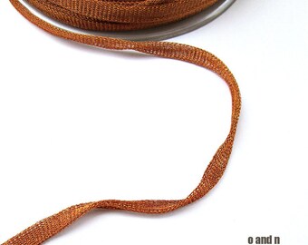 Terracotta wire mesh ribbon, metallic tubular ribbon, 3 meters