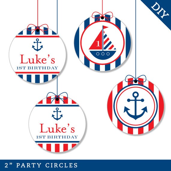 Nautical Party - Personalized DIY printable party circles Il_570xn