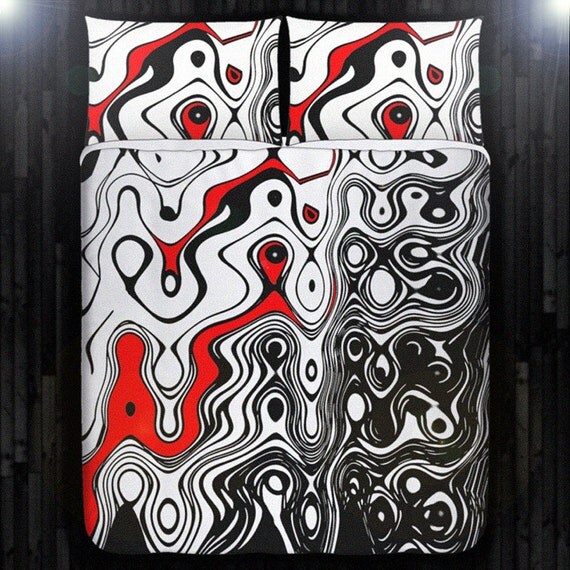 Dali Chic Black White Red Duvet Cover Bedding Queen Size King