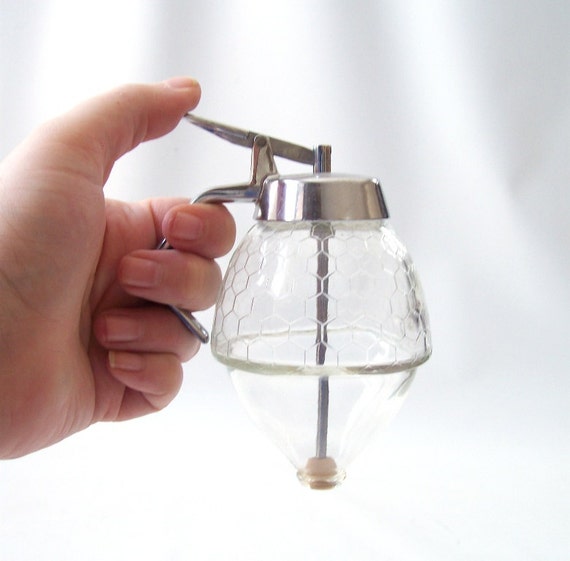 vintage 1950's honey syrup dispenser glass drip dripless