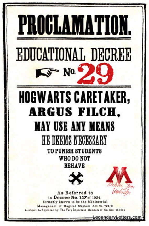 yourself meaning decree Proclamation Wizarding may Educational Filch Decree use 29a