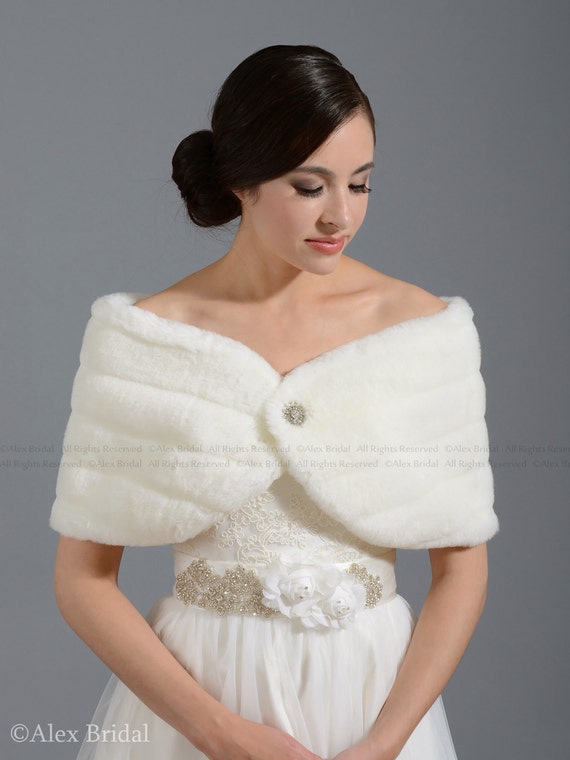 Off-White faux fur wrap bridal wrap shrug stole shawl