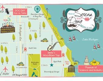 Custom Map Invitation Chicago