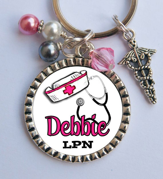 Items similar to Custom Nurse Keychain, Personalized with Name, Key