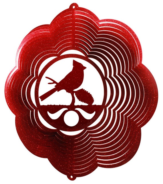 Cardinal Cloud Red Swirly Metal Wind Spinner by swenproducts
