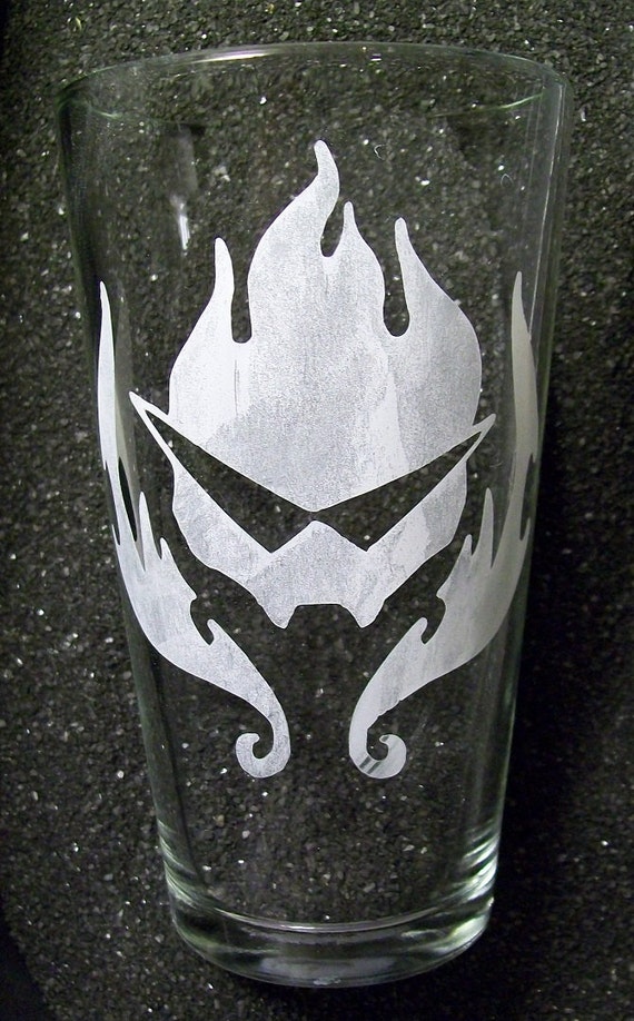 Gurren Lagaan etched pint glass tumbler by CoventryDecor on Etsy