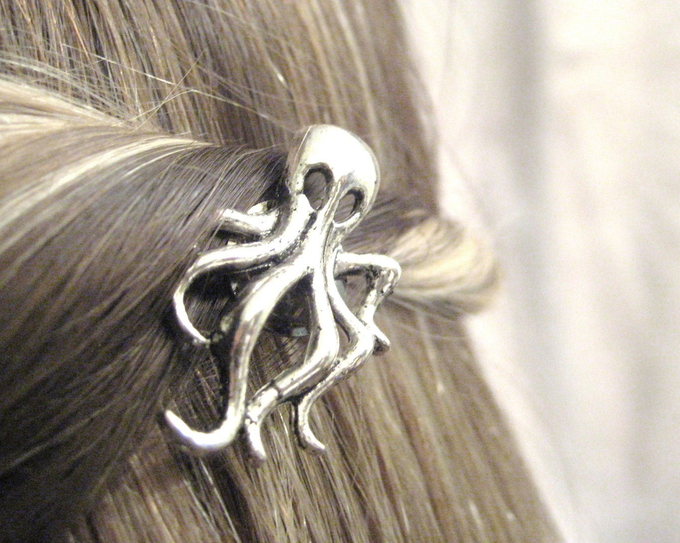 Octopus Hair Clip Silver Octopus Jewelry Nautical Hair