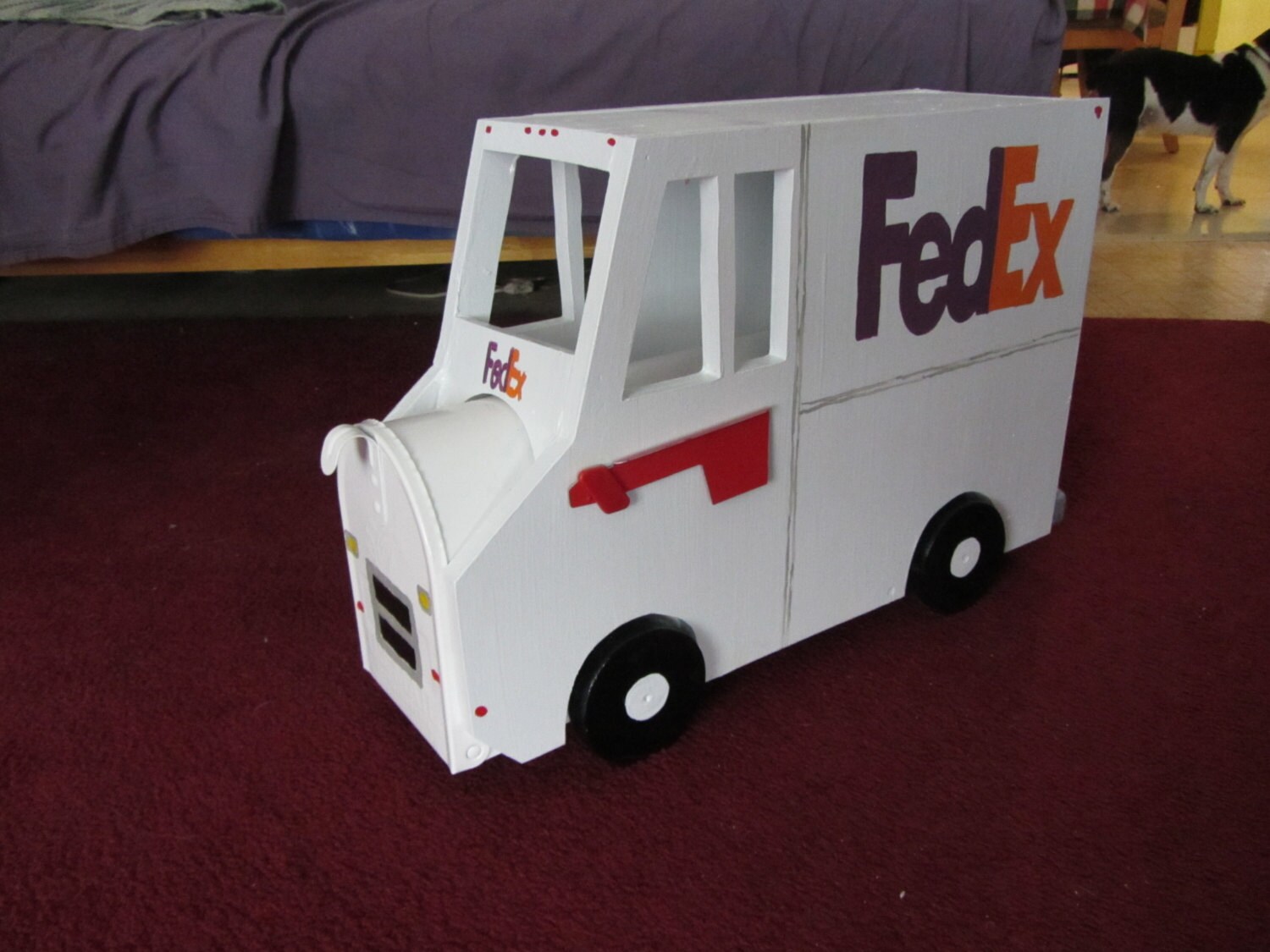 Handmade Custom Wooden Functional Fedex Truck Mailbox