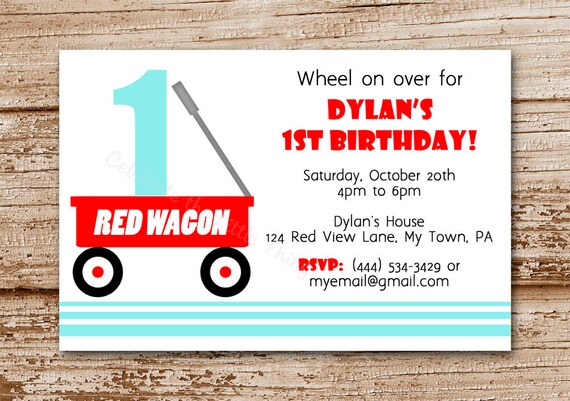 Red Wagon Invitation | Personalized | Printable Il_570xn