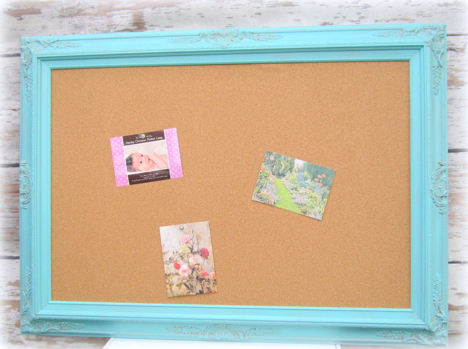 LaRGE DECORATIVE CORK BOARD For Sale Baroque Robin's Egg