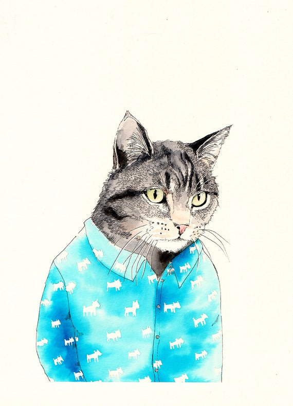 The Cat's Pyjamas Limited Edition A3 print by jimbobart on Etsy
