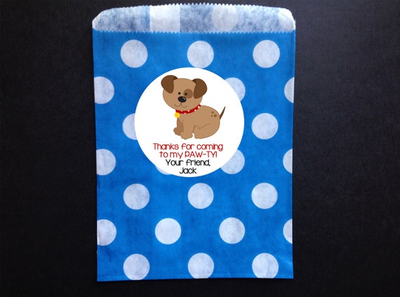 Puppy Dog Party Favor Bag & Personalized Stickers, Goody Bags, Candy Bags, Set of 12 Il_570xn