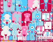 Sale Digital Paper Valentine Cuddles Digital Kit Scrapbook Kit Valentine's Cards Clip Art Baby Shower Party Invitations Digital Paper Il_170x135