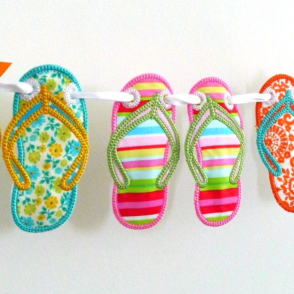Flip Flop Banner In The Hoop Project Machine Embroidery