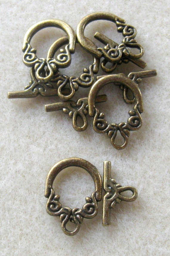 Antiqued Brass Fancy Toggle Clasps Necklace Closure Findings