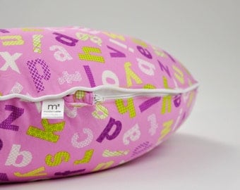 CLEARANCE, Orchid Alphabet Boppy Cover, Purple Nursing Pillow Cover, Boppy Pillow with Piping, Boppy Cover with Zipper, Boppy Slipcover