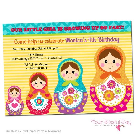 PRINTABLE Matryoshka Doll Party Invitation Il_570xn