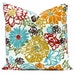 Floral Pillow, Decorative Throw Pillow Cover, Autumn Pillow, Pair of Two Invigorate Confetti Floral in Red, Gold, Aqua Ivory Red