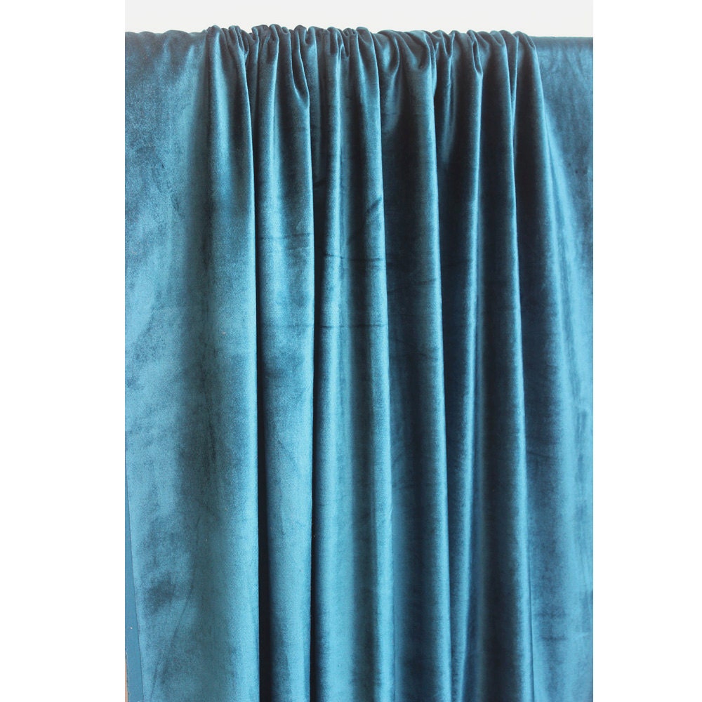 Peacock Blue Velvet Curtain 52x84 Rod Pocket Curtain by FabricMart