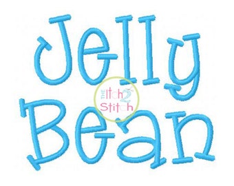 Jelly Bean Machine Embroidery Font 1", 1.5" & 2" (upper and lower A-Z) INSTANT DOWNLOAD now available