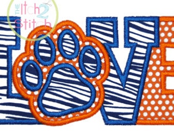 Paw Print Love Applique Design For Machine Embroidery INSTANT DOWNLOAD now available