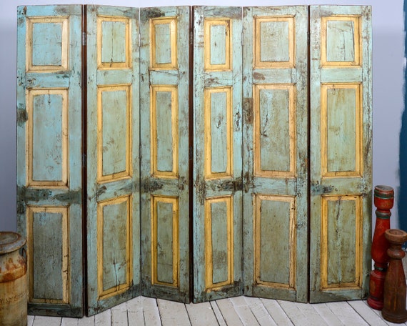 Vintage Panels Indian Screen Salvaged Doors Wood Room Divider