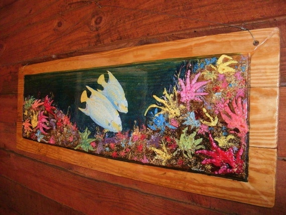 Items similar to Queen Angle Fish Coral Reef Painting 44 ...