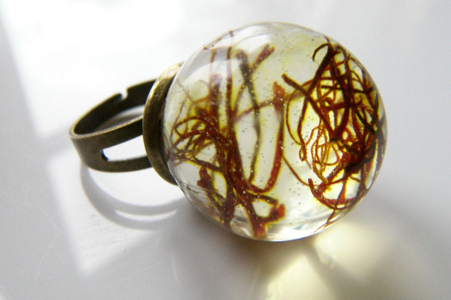 Saffron Resin Orb Ring Resin Sphere Spicy Autumn Fall Ring